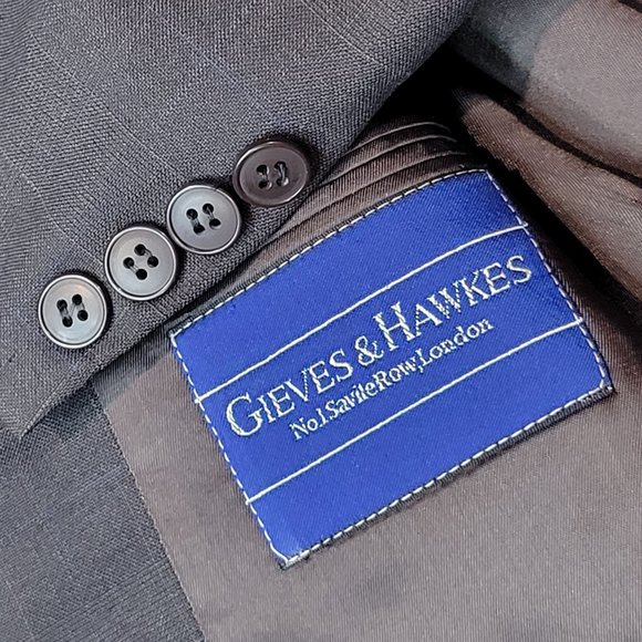 Gieves & Hawkes Lazarus London 100% Wool Brown Check Blazer Sport Jacket 42L - Picture 8 of 9